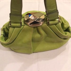 👛 ESCADA Handbag Clutch 💯 Suede Leather Green